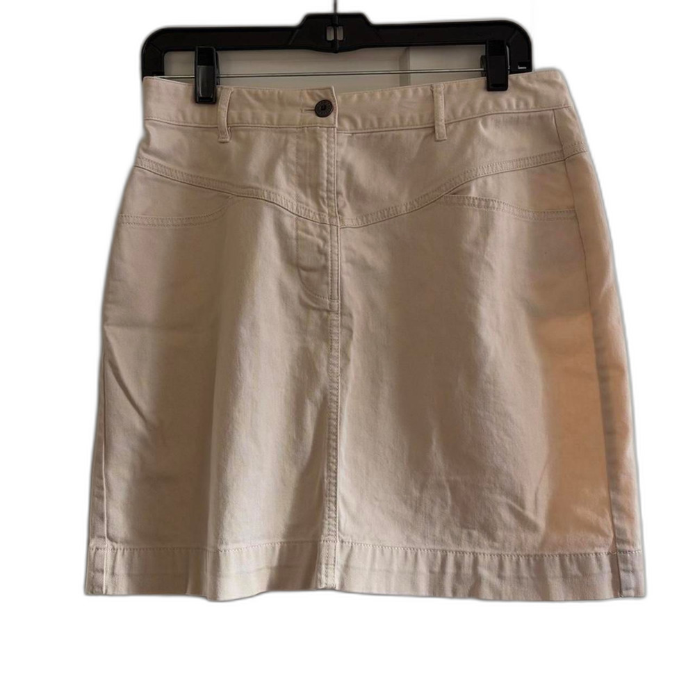 Brooks Brothers Cream Khaki Skirt, Button Zip Front, Size 8